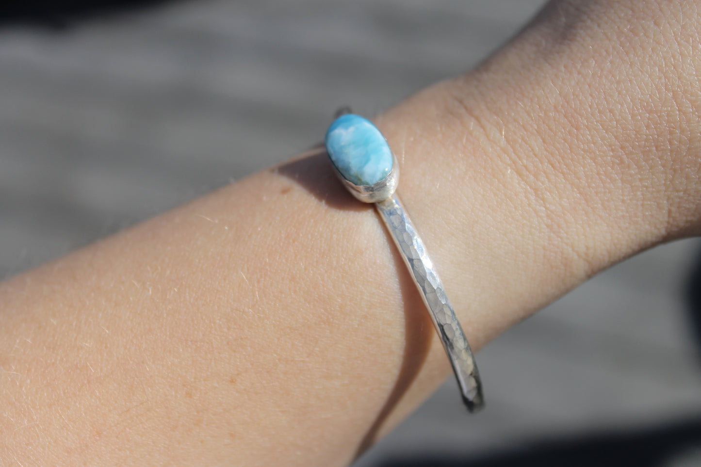 Long larimar cuff