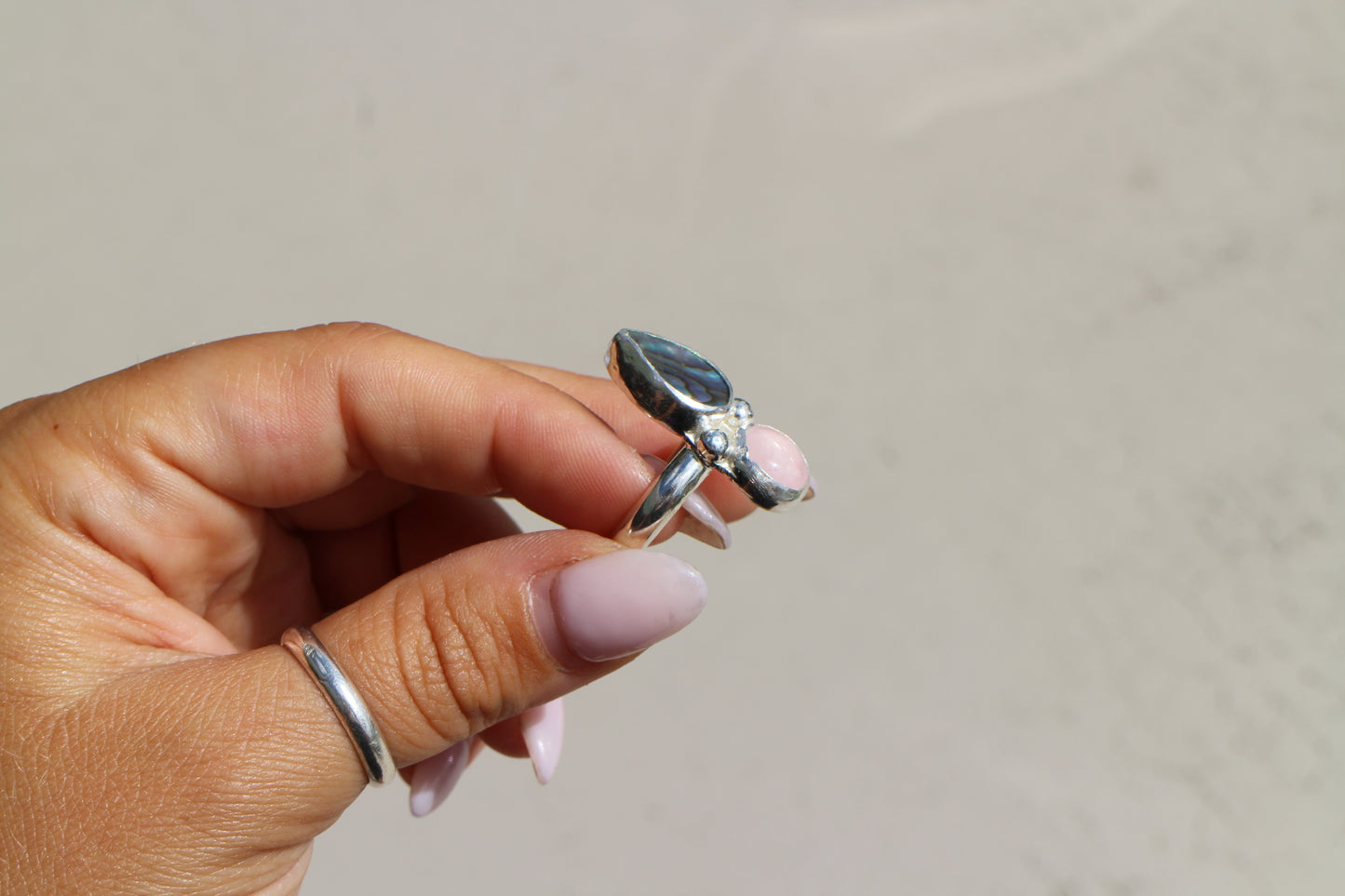 Abalone & Rose Quartz Size 8