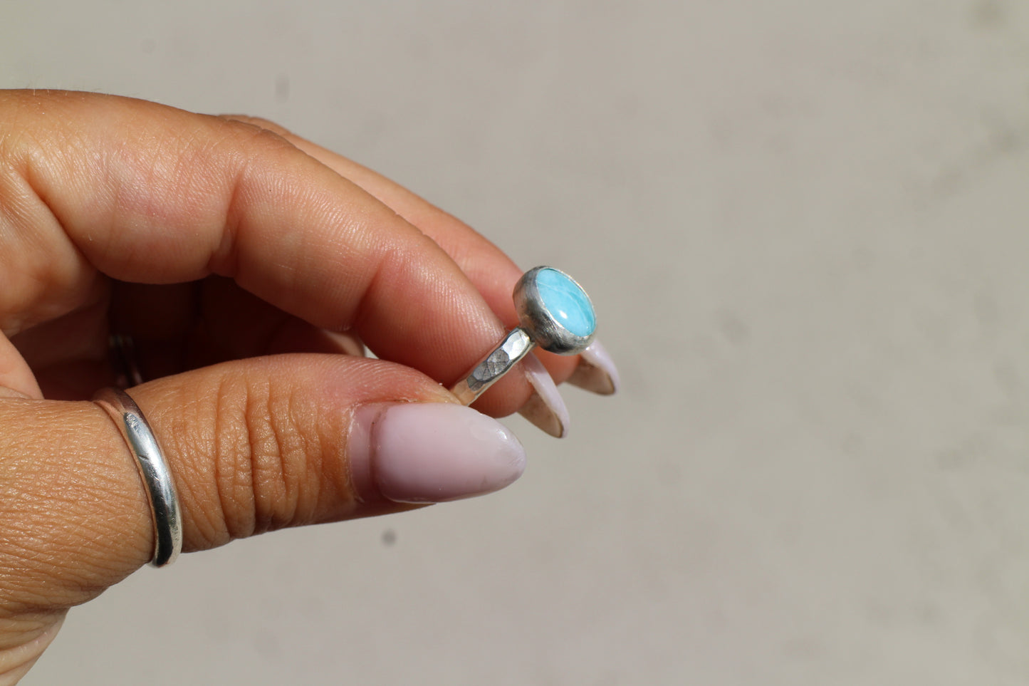 Simple Larimar ring size 6.75