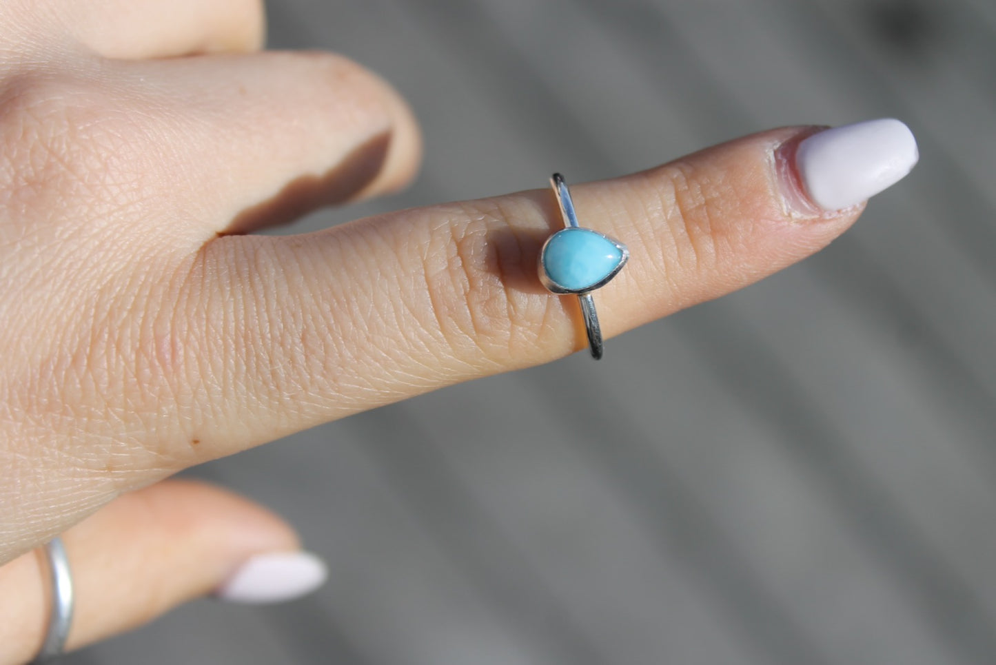 Larimar teardrop Ring