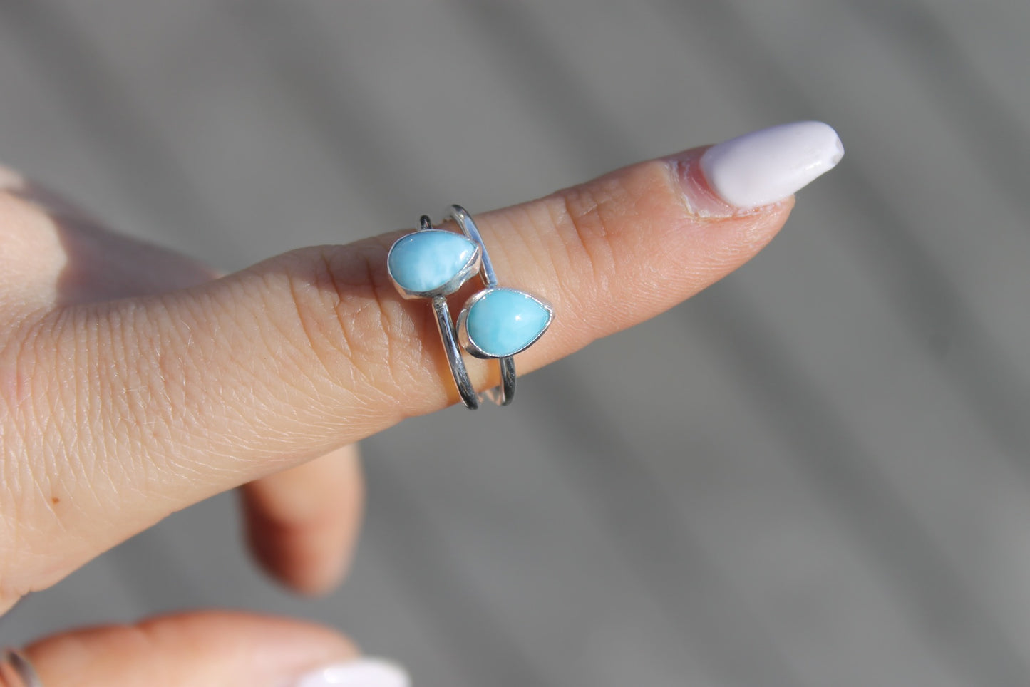 Larimar teardrop Ring