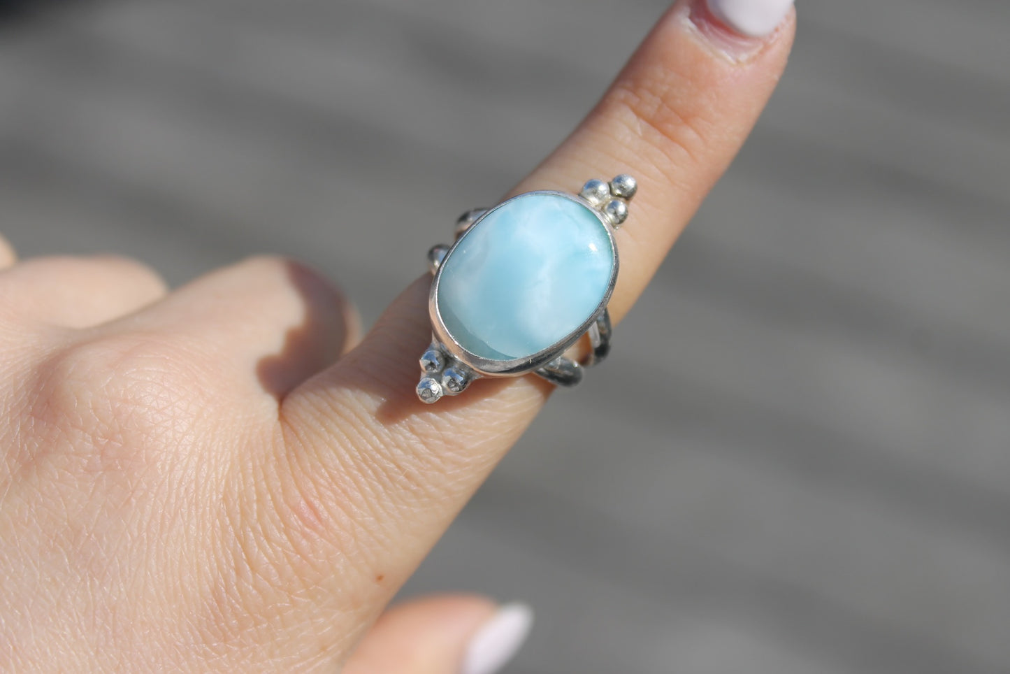 Statement larimar ring Size 7.5