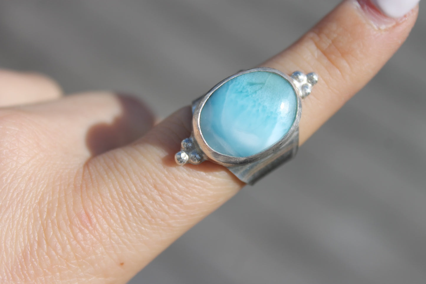 Larimar wide band ring Size 7.5