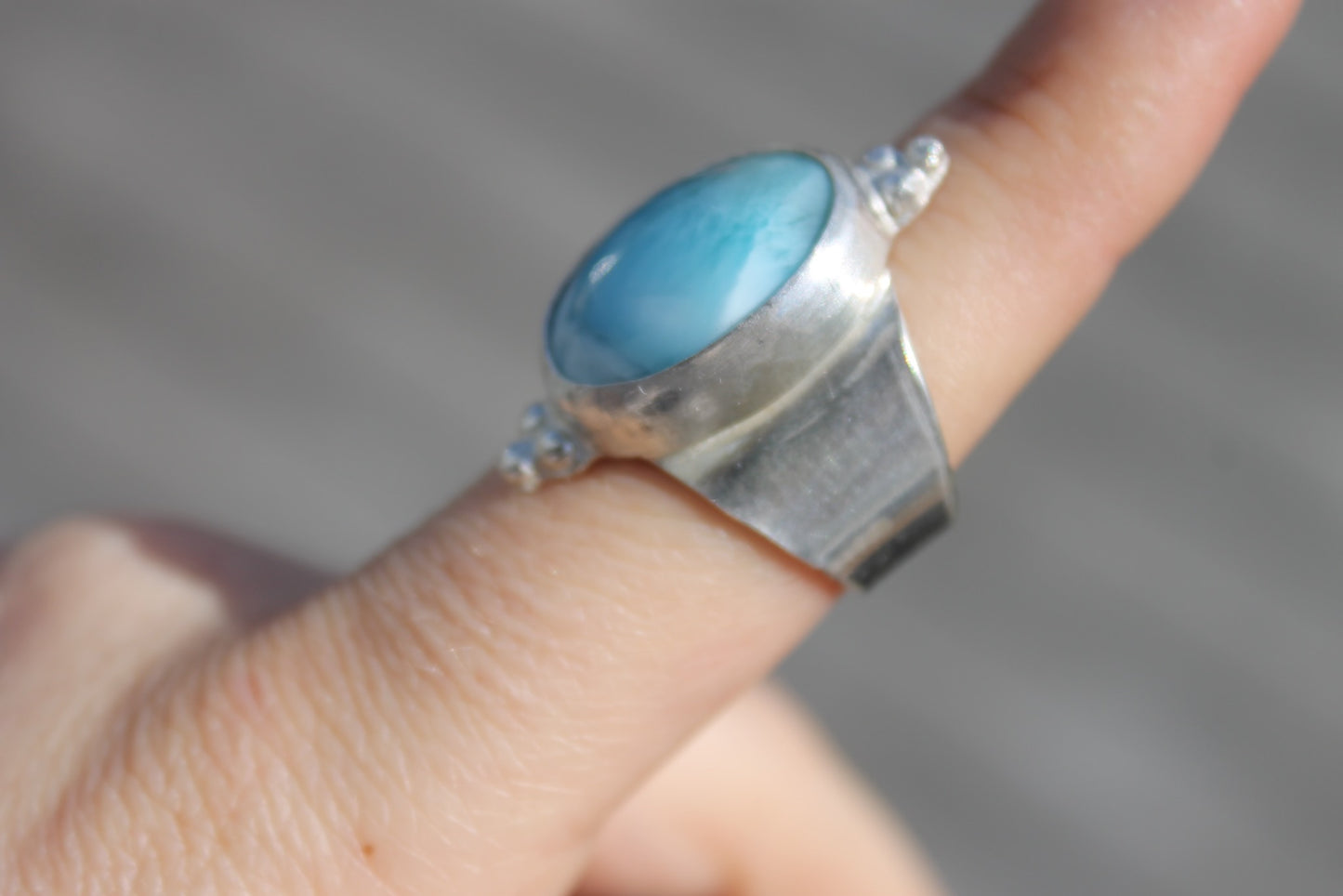 Larimar wide band ring Size 7.5