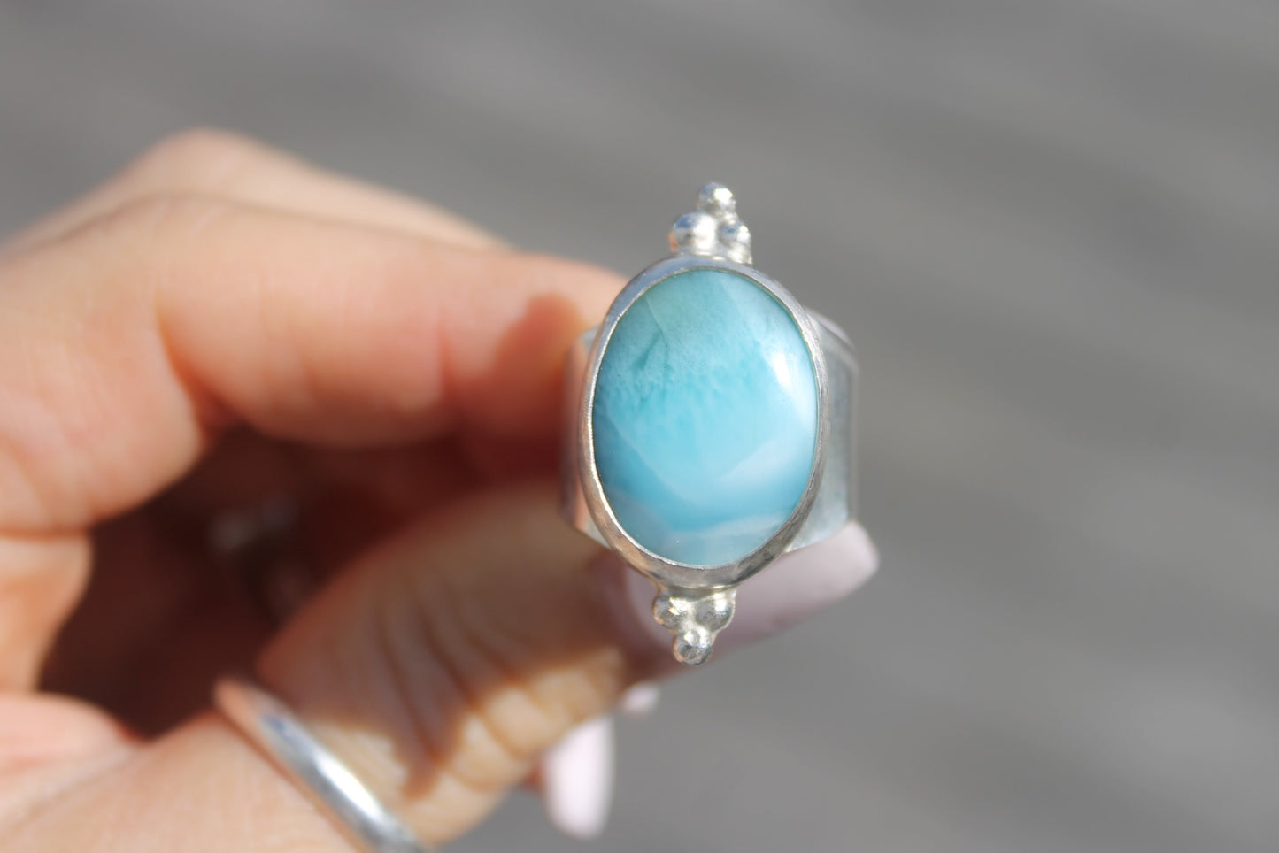 Larimar wide band ring Size 7.5