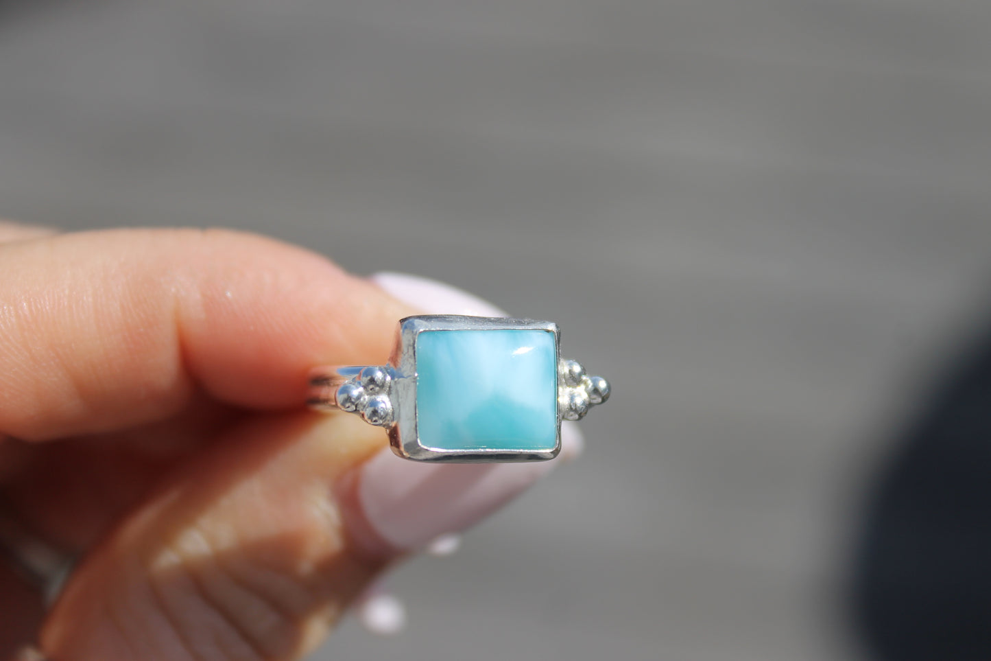 Larimar square with accents size 6.75