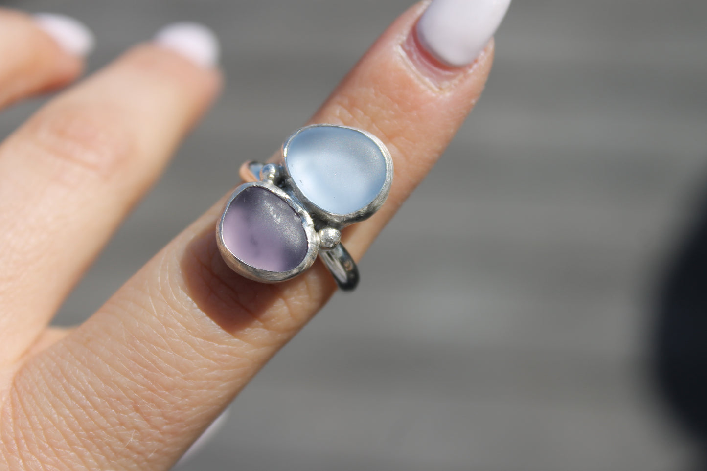 Purple seaglass ring size 7