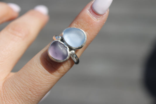 Purple seaglass ring size 7