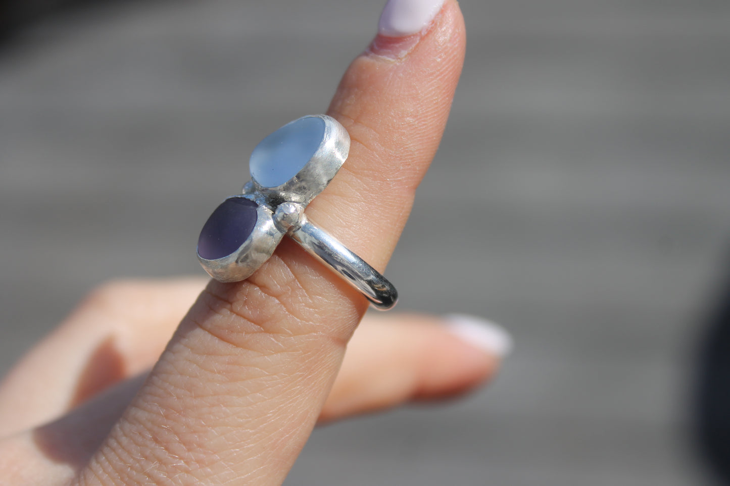 Purple seaglass ring size 7