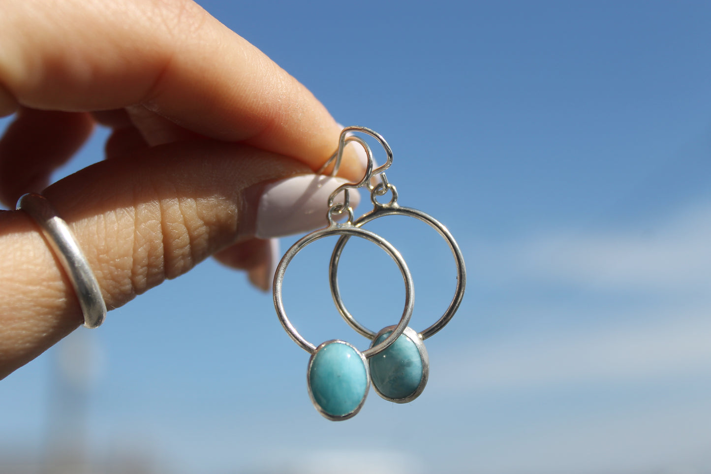 Larimar hoop earrings