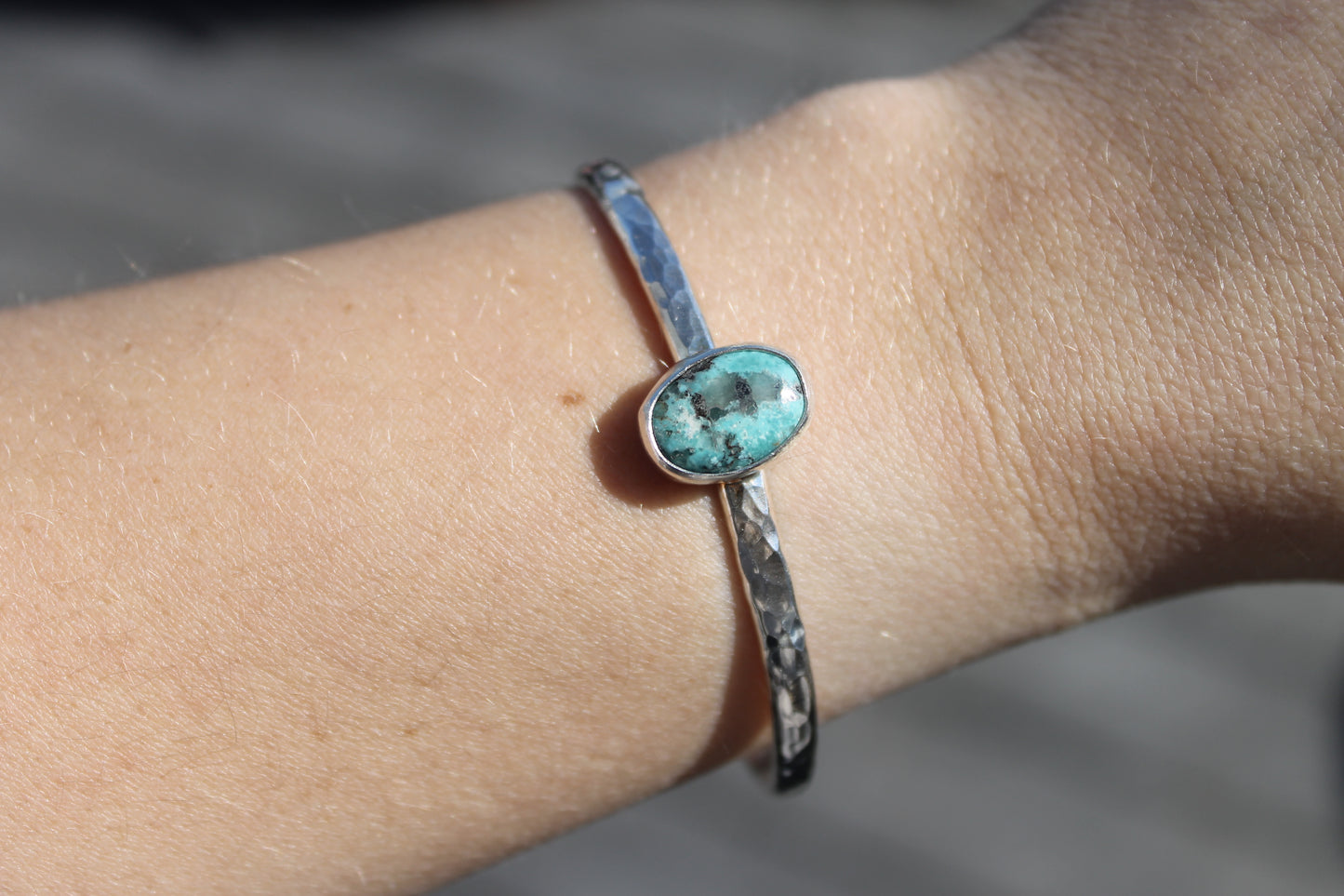 Turquoise hammered cuff