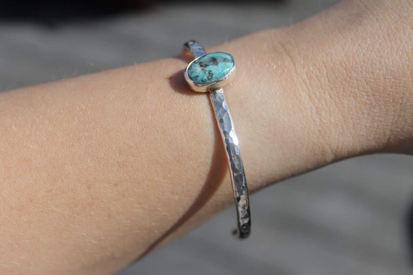 Turquoise hammered cuff