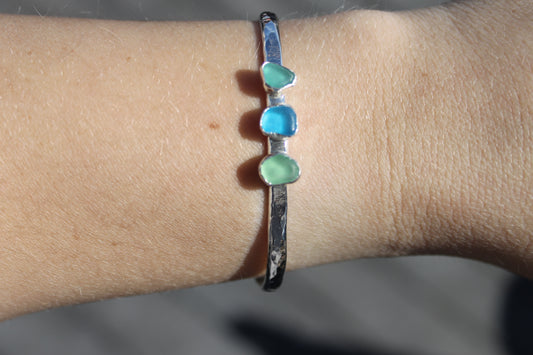Three seaglass Cuff