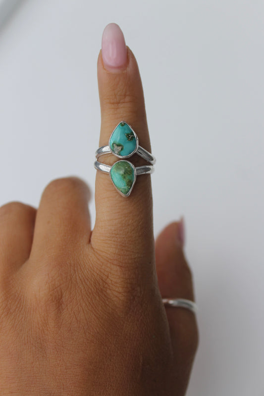 Double turquoise teardrop Ring size 7