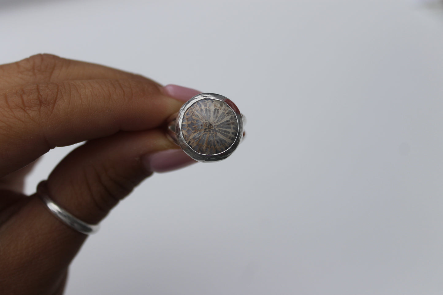 Fossilized Coral ring 7.5