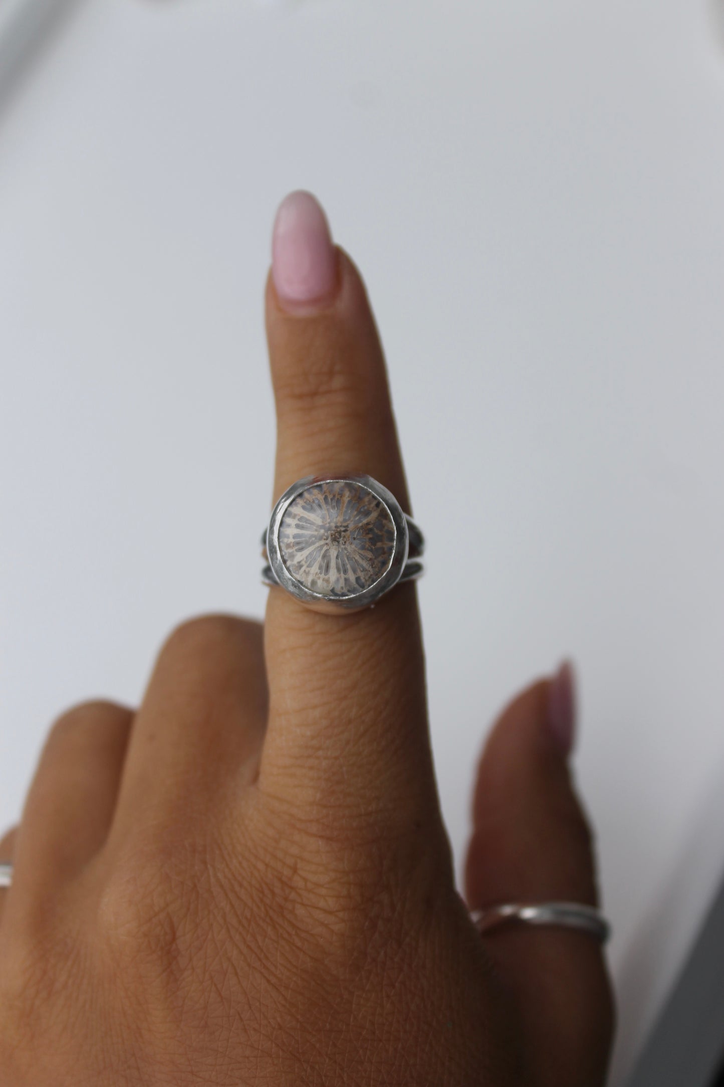 Fossilized Coral ring 7.5