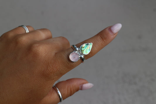 Abalone & Rose Quartz Size 8