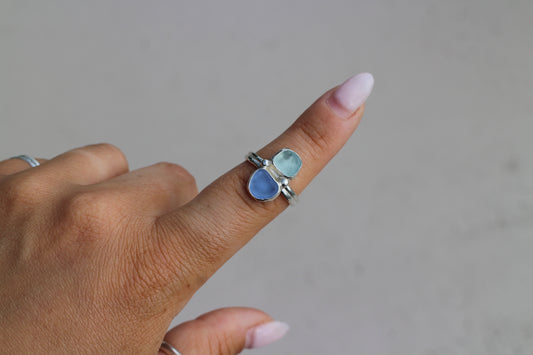 Blue/purple Seaglass Ring size 7