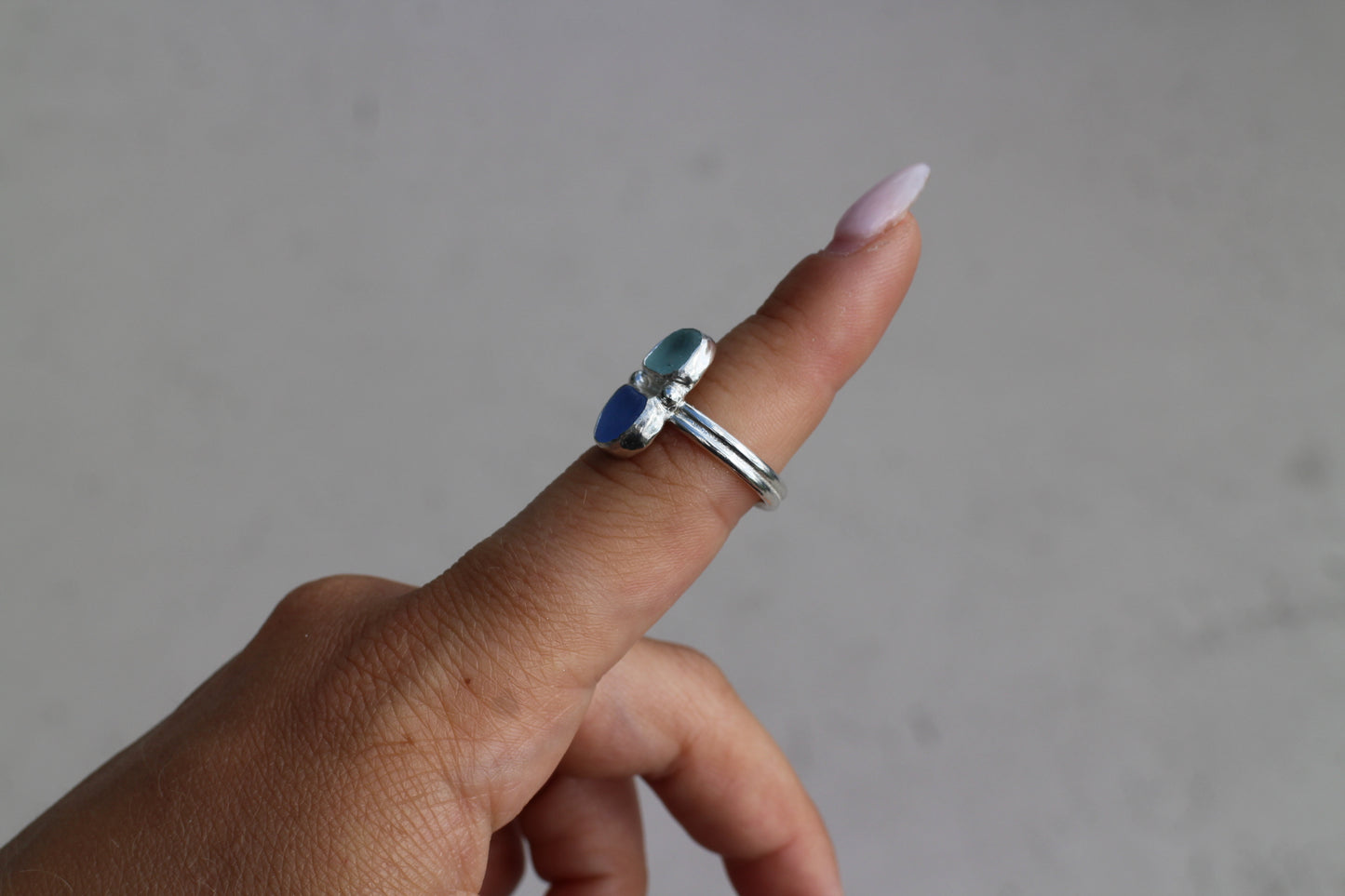 Blue/purple Seaglass Ring size 7