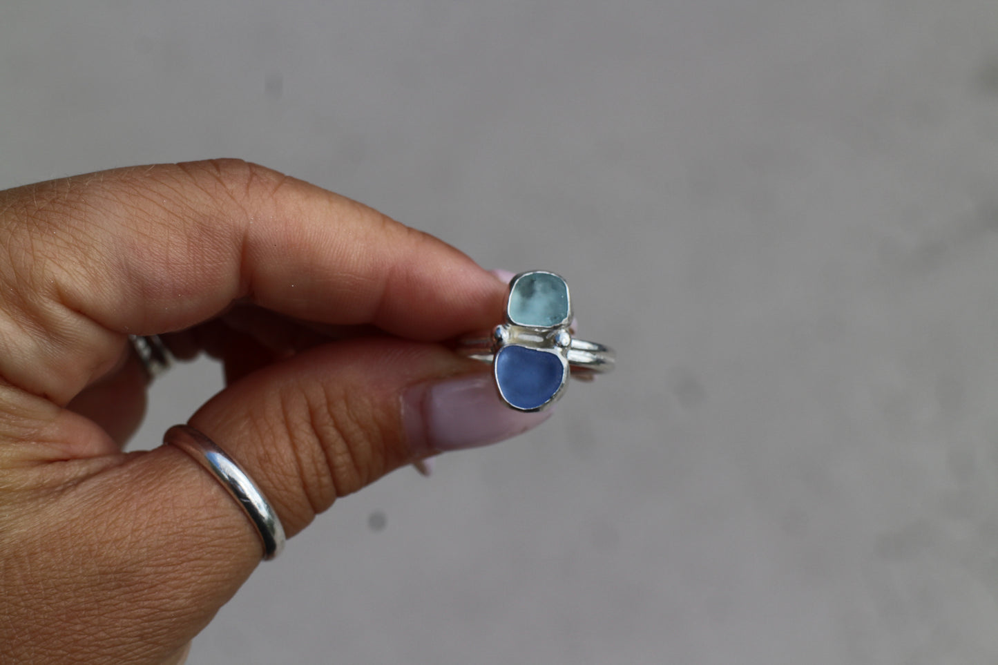 Blue/purple Seaglass Ring size 7
