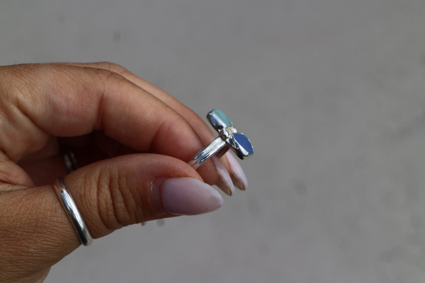 Blue/purple Seaglass Ring size 7