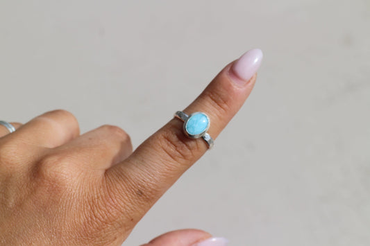 Simple Larimar ring size 6.75