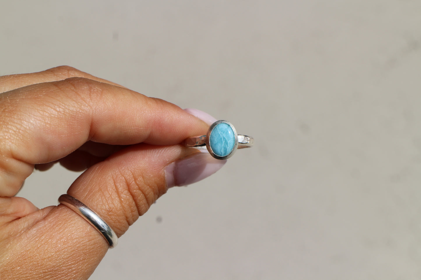 Simple Larimar ring size 6.75